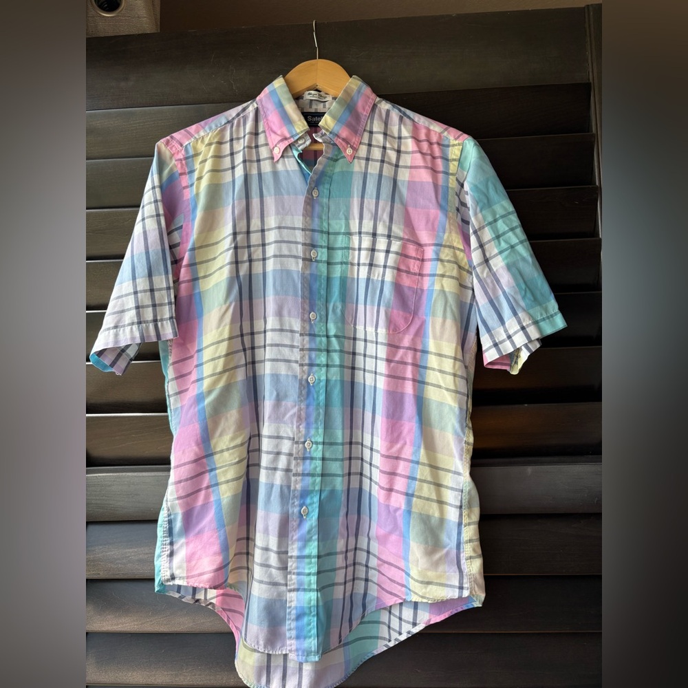 Satel’s Vintage Men’s Blazer Classic Short Sleeve Pastel Shirt Med